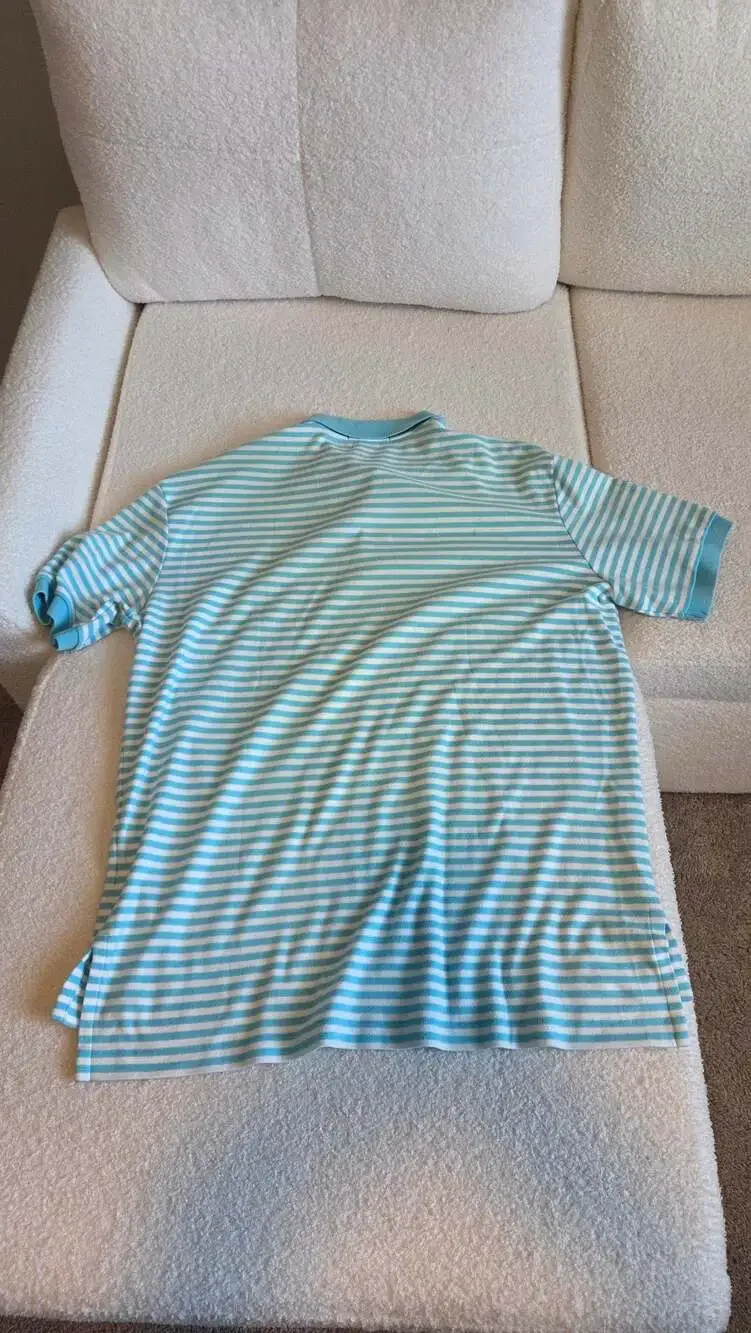 Polo Ralph Lauren Light Blue and White Striped Short Sleeve Polo Shirt